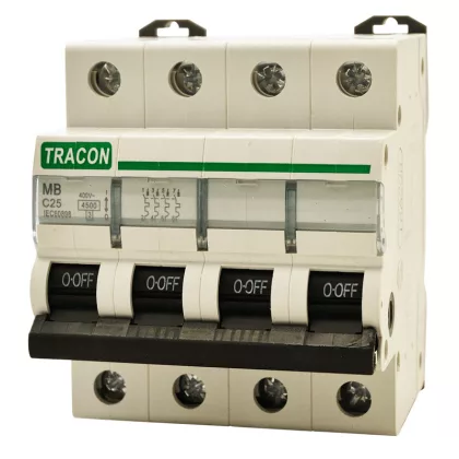   TRACON MB 4P 16A C Kismegszakító, 4 pólus, C karakterisztika 16A, 4,5 kA (MB 4P C16A)
