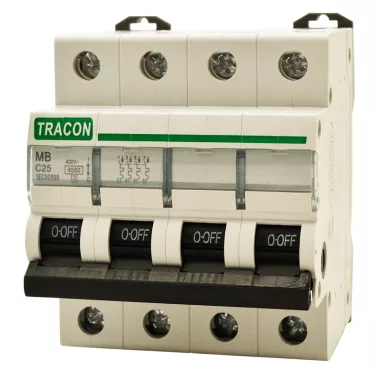 TRACON MB 4P 32A C Kismegszakító, 4 pólus, C karakterisztika 32A, 4,5 kA (MB 4P C32A)