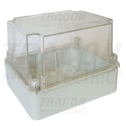   TRACON MD151114T Cutie din plastic, ușoară, gri deschis, cu capac transparent 150 × 110 × 140mm, IP55