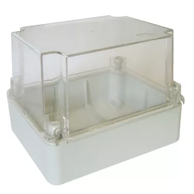 TRACON MD191514T Cutie din plastic, ușoară, gri deschis, cu capac transparent 190 × 145 × 140mm, IP55