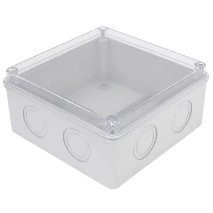   TRACON MED15157T Elektronikai doboz, világos szürke, átlátszó fedéllel 150×150×70mm, IP55