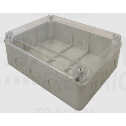   TRACON MED25209T Elektronikai doboz, világos szürke, átlátszó fedéllel 250×200×90, IP67