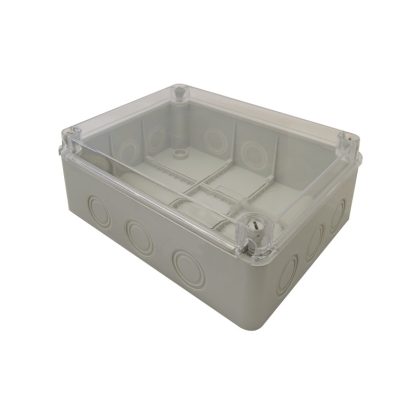 TRACON MED25209T Elektronikai doboz, világos szürke, átlátszó fedéllel 250×200×90, IP67