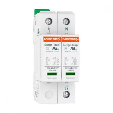 MERSEN 83020123 STPT2-40K275V-2PM Túlfeszültség levezető 2.típus , 230V, 2P (TNS) állapotjelző távfelügyelethez