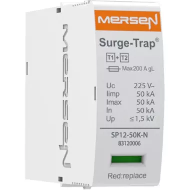 MERSEN 83120006 SP12-50K-N Túlfeszültség levezető betét 1+2.típus , nulla, 1P, 50kA