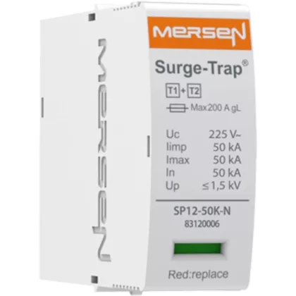   MERSEN 83120006 SP12-50K-N Túlfeszültség levezető betét 1+2.típus , nulla, 1P, 50kA