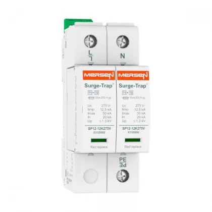   MERSEN 83120121 STPT12-12K275V-2PM Túlfeszültség levezető 1+2.típus , 230V, 2P (TNS) állapotjelző távfelügyelethez