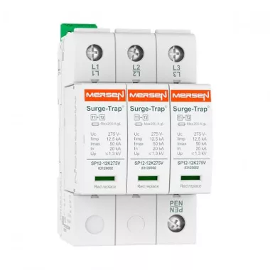 MERSEN 83120131 STPT12-12K275V-3PM Túlfeszültség levezető 1+2.típus , 400V, 3P (TNC) állapotjelző távfelügyelethez