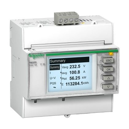   SCHNEIDER METSEPM3250 Teljesítménymérő I,In,U,V,PQS,E,PF,Hz,átlag, MODBUS