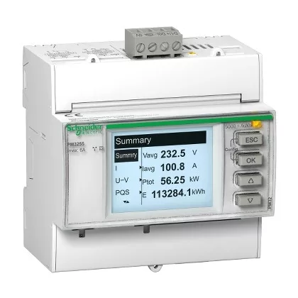   SCHNEIDER METSEPM3250 Teljesítménymérő I,In,U,V,PQS,E,PF,Hz,átlag, MODBUS