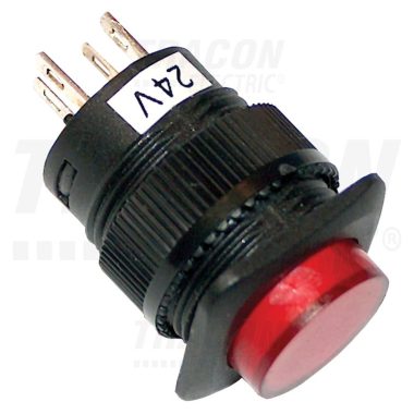 TRACON MNG-002R Mini jelzőlámpás nyomógomb, piros (Zoli-teszt) 1×NO, 2V AC/DC