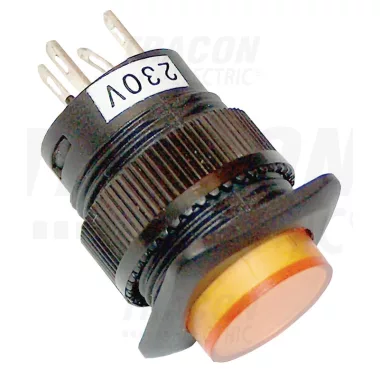 TRACON MNG-002Y Mini jelzőlámpás nyomógomb, sárga 1×NO, 2V AC/DC