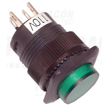 TRACON MNG-012G Mini jelzőlámpás nyomógomb, zöld 1×NO, 12V AC/DC