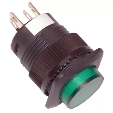 TRACON MNK-002G Mini jelzőlámpás nyomókapcsoló, zöld 1×NO, 2V AC/DC