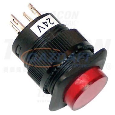TRACON MNK-002R Mini jelzőlámpás nyomókapcsoló, piros 1×NO, 2V AC/DC