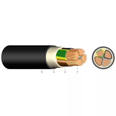 (N)2XY-J 4x1,5 mm2 Térhálós PE szigetelésű erősáramú kábel 0,6/1kV  fekete