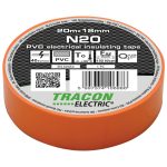 TRACON N20 Szigetelőszalag, narancs 20m×18mm, PVC, 0-90°C, 40kV/mm