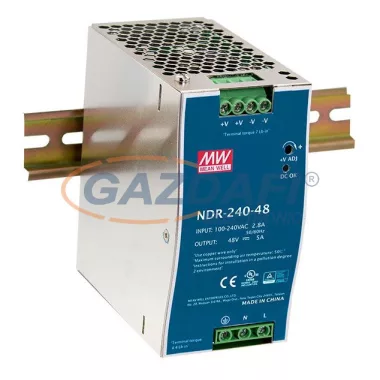Mean Well NDR-240-48 DIN sínre szerelhető kapcsolóüzemű tápegység, 240 W, 48 V