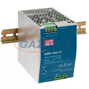 Mean Well NDR-480-48 DIN sínre szerelhető kapcsolóüzemű tápegység, 480 W, 48 V
