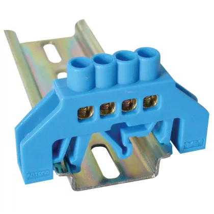 TRACON NPE-B6-4 Szigetelt földelősín (N/PE), kék 230/400VAC, 63A, 6×9mm, 4P, IP20