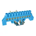   TRACON NPE-B8-10 Szigetelt földelősín (N/PE), kék 230/400VAC, 100A, 8×12mm, 10P, IP20