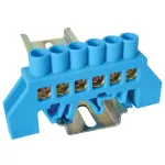   TRACON NPE-B8-6 Szigetelt földelősín (N/PE), kék 230/400VAC, 100A, 8×12mm, 6P, IP20