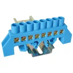  TRACON NPE-B8-8 Szigetelt földelősín (N/PE), kék 230/400VAC, 100A, 8×12mm, 8P, IP20