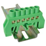   TRACON NPE-G6-6 Szigetelt földelősín (N/PE), zöld 230/400VAC, 63A, 6×9mm, 6P, IP20