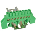   TRACON NPE-G6-8 Szigetelt földelősín (N/PE), zöld 230/400VAC, 63A, 6×9mm, 8P, IP20