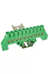 TRACON NPE-G8-10 Szigetelt földelősín (N/PE), zöld 230/400VAC, 100A, 8×12mm, 10P, IP20