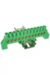 TRACON NPE-G8-12 Szigetelt földelősín (N/PE), zöld 230/400VAC, 100A, 8×12mm, 12P, IP20
