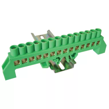 TRACON NPE-G8-14 Szigetelt földelősín (N/PE), zöld 230/400VAC, 100A, 8×12mm, 14P, IP20