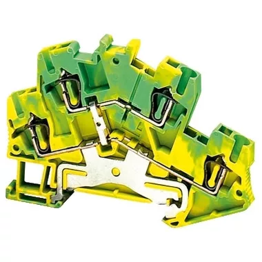SCHNEIDER NSYTRR24DPE Rugós kétszintes földelőkapocs 1x1 csatlakozás 5,2 mm 2,5 mm2 zöld-sárga