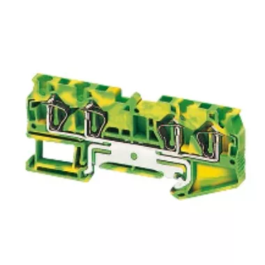 SCHNEIDER NSYTRR44PE Rugós egyszintes földelőkapocs 2x2 csatlakozás 6,2 mm 4 mm2 zöld-sárga