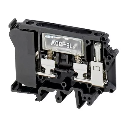   SCHNEIDER NSYTRV42SF6LD Csavaros biztosító kapocs G biztosító betéthez 1x1 csatlakozás 8,2 mm 16 mm2 6,3A-es fekete Jelzőfénnyel (12-30V)