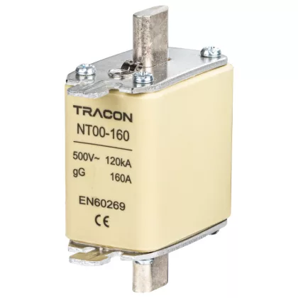 TRACON NT00-63 Késes biztosító Un=500V AC, 63A, 00, 120kA/500VAC, gG TRACON NT00-63 Késes biztosító Un=500V AC, 63A, 00, 120kA/500VAC, gG