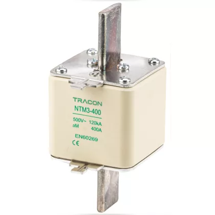 TRACON NTM3-400 Késes biztosító Un=500V AC, 400A, 3, 120kA/500VAC, aM