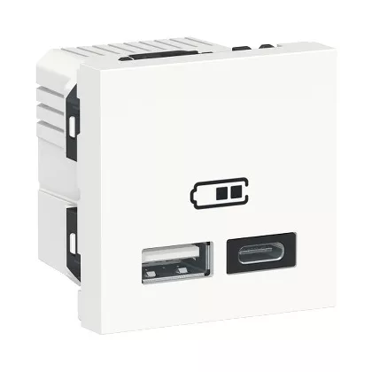 SCHNEIDER NU301818 UNICA SYSTEM+ Dupla USB töltő, A+C, 2.1A, fehér SCHNEIDER NU301818 UNICA SYSTEM+ Dupla USB töltő, A+C, 2.1A, fehér