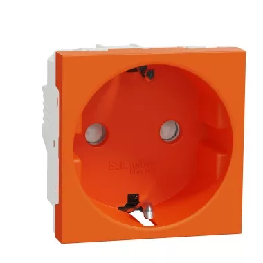 SCHNEIDER NU303761 UNICA SYSTEM+ 2P+F dugalj csatlakozóaljzat, biztonsági zsaluval, csavaros, narancs