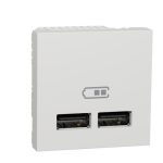   SCHNEIDER NU341818 UNICA SYSTEM+ Dupla USB töltő, A+A, 2.1A, fehér
