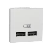 SCHNEIDER NU341818 UNICA SYSTEM+ Dupla USB töltő, A+A, 2.1A, fehér