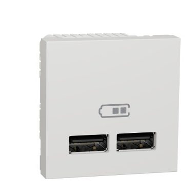 SCHNEIDER NU341818 UNICA SYSTEM+ Dupla USB töltő, A+A, 2.1A, fehér