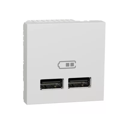 SCHNEIDER NU341818 UNICA SYSTEM+ Dupla USB töltő, A+A, 2.1A, fehér SCHNEIDER NU341818 UNICA SYSTEM+ Dupla USB töltő, A+A, 2.1A, fehér