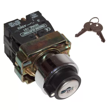 TRACON NYBG61KK Kulcsos kapcsoló, fémalap, bal KI, kétállás, rugóvissza 1×NO, 3A/230V AC, IP42