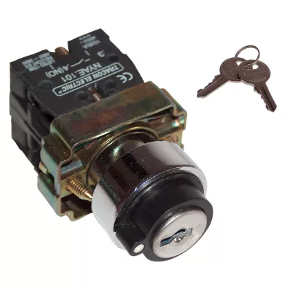   TRACON NYBG61KK Kulcsos kapcsoló, fémalap, bal KI, kétállás, rugóvissza 1×NO, 3A/230V AC, IP42