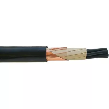 NYCY 2x2,5/2,5mm2 árnyékolt földkábel koncentrikus vezetővel PVC RE 0,6/1kV fekete