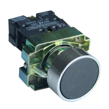 TRACON NYGBA21 Egyszerű nyomógomb, fémalapra szerelt, fekete 1×NO, 3A/240V AC, IP42