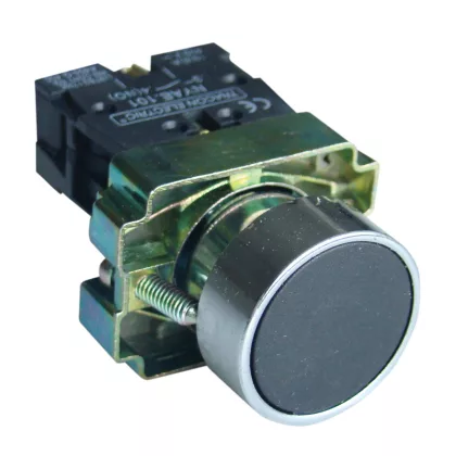   TRACON NYGBA21 Egyszerű nyomógomb, fémalapra szerelt, fekete 1×NO, 3A/240V AC, IP42