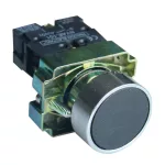   TRACON NYGBA21T Tokozott egyszerű nyomógomb, fémalapra szerelt, fekete 1×NO, 3A/240V AC, IP44