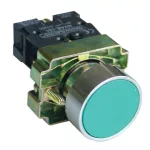   TRACON NYGBA31ZT Tokozott egyszerű nyomógomb, fémalapra szerelt, zöld 1×NO, 3A/240V AC, IP44